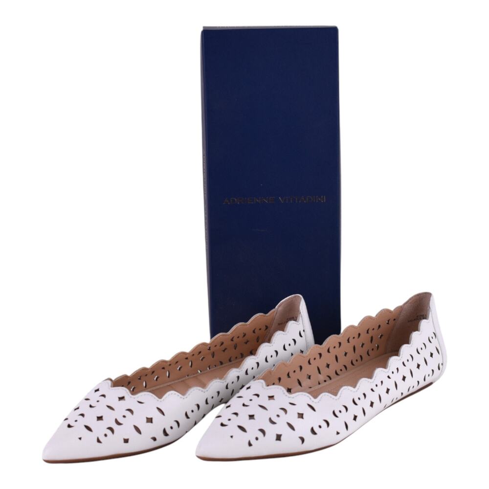 Adrienne Vittadini FORST Leather Laser-Cut Flats – White (Size 8M) - Picture 2 of 9